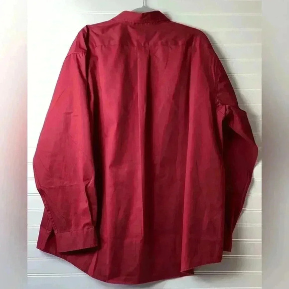 LL Bean Mens Wrinkle Free Long Sleeve Button Down Dress Shirt Wine Maroon Sz XL - Picture 4 of 8